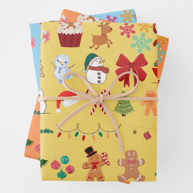 Papel de regalo con patrón festivo de Navidad (In situ)