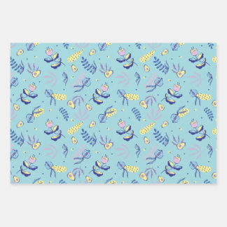 Papel de regalo con patrón floral acuático