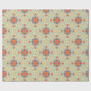 Papel de regalo con patrón Floral Folk