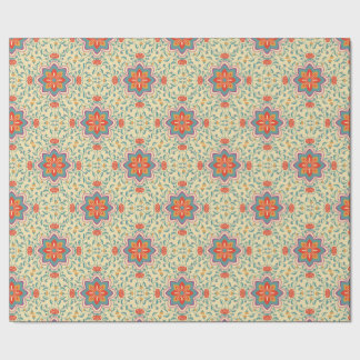 Papel de regalo con patrón Floral Folk