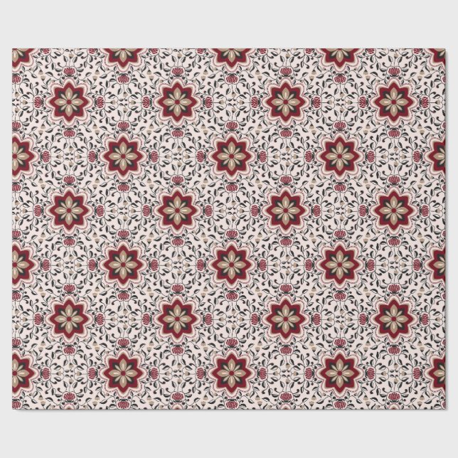 Papel de regalo con patrón Floral Folk (Costura)