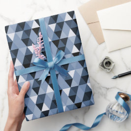 Papel de regalo con patrón geométrico azul