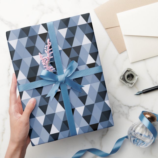 Papel de regalo con patrón geométrico azul (Regalar)