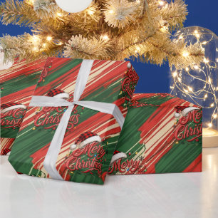 Papel de regalo con patrón navideño rojo y verde
