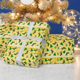 Papel de regalo con patrón navideño simbólico