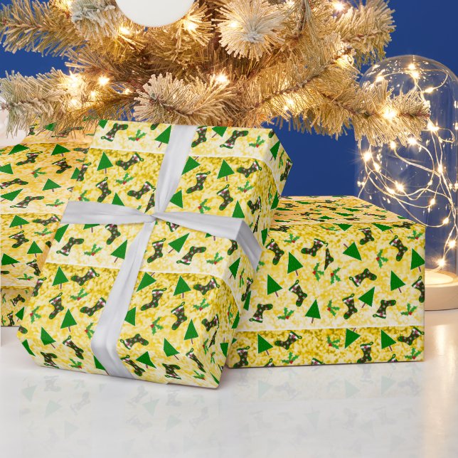 Papel de regalo con patrón navideño simbólico (Vacaciones)