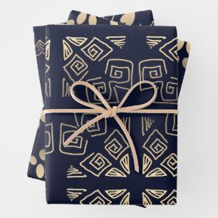Papel de regalo con patrón negro y dorado