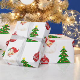 Papel de regalo con patrón retro de Papá Noel para