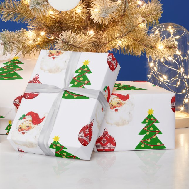 Papel de regalo con patrón retro de Papá Noel para (Vacaciones)