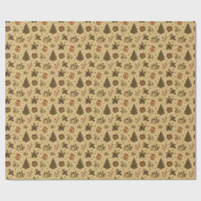 papel de regalo con patrón vintage (Superficie plana)