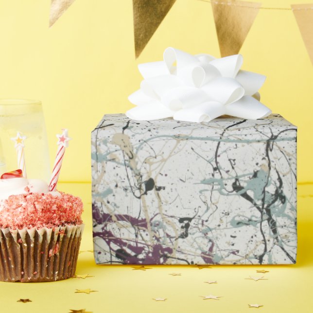 Papel de regalo con pintura abstracta y salpicadur (Fiesta de cumpleaños )