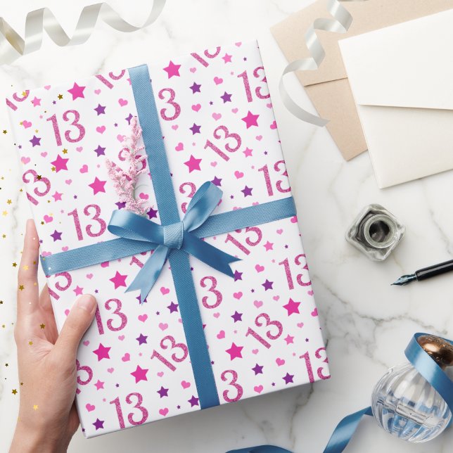 Papel de regalo con purpurina para cumpleaños de 1 (13th Birthday 13 Year old Wrapping Paper)