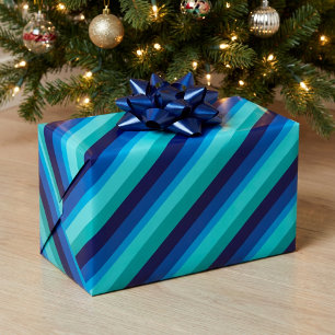 Papel de regalo con rayas azul teal helado