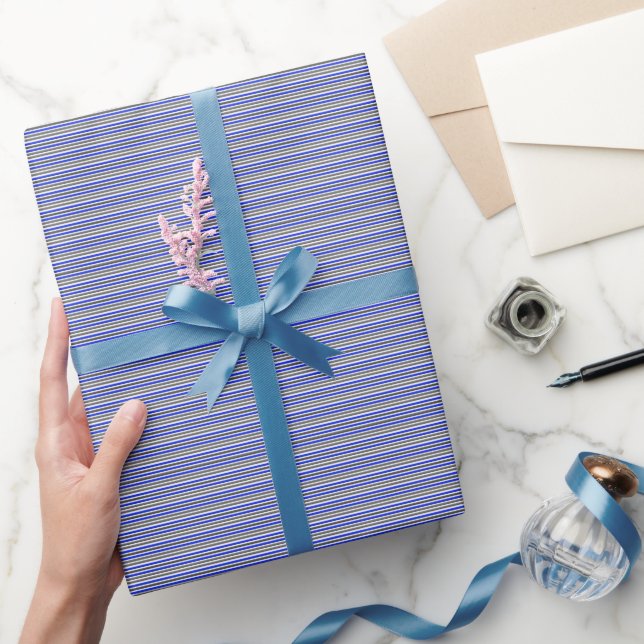 Papel de regalo con rayas elegantes de Thin Blue L (Regalar)
