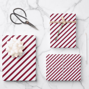 Papel de regalo con rayas rojas de Borgoña