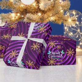 Papel de regalo con remolinos metálicos morados y 