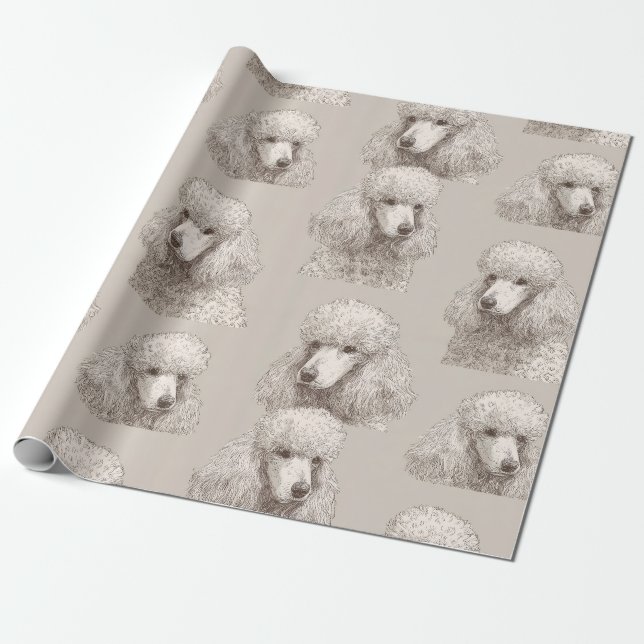 Papel de regalo con retrato clásico de Caniche bla (Desenrollado)