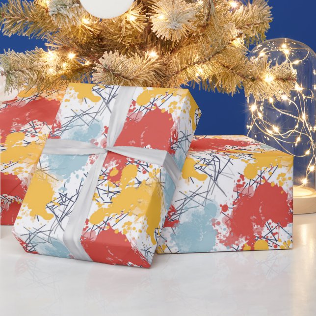 Papel de regalo con salpicaduras y líneas de color (Vacaciones)
