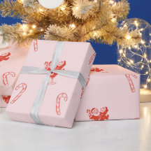 Papel de regalo con Santa en copa de Martini