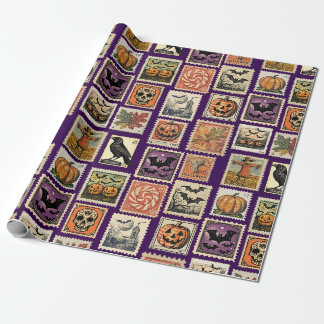 Papel de regalo con sellos de Halloween vintage