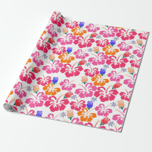 Papel de Regalo con Silueta de Hibiscos y Rosas