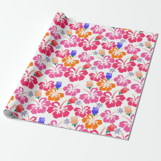 Papel de Regalo con Silueta de Hibiscos y Rosas