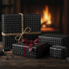 Papel de regalo con símbolo rúnico en blanco y neg