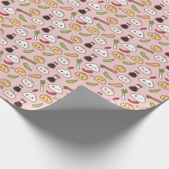Papel de regalo con tema de comida china Kawaii (Esquina)