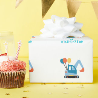 Papel de regalo con tema de excavadora