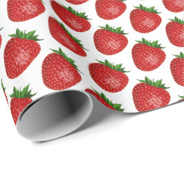 Papel de regalo con tema de fresa diseño de frutas