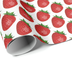 Papel de regalo con tema de fresa diseño de frutas
