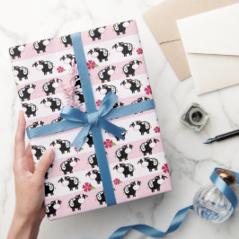 Papel de regalo con tema de granja de vaca lechera