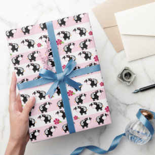 Papel de regalo con tema de granja de vaca lechera