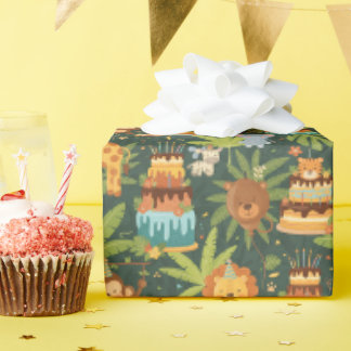 Papel de regalo con tema de jungla para cumpleaños