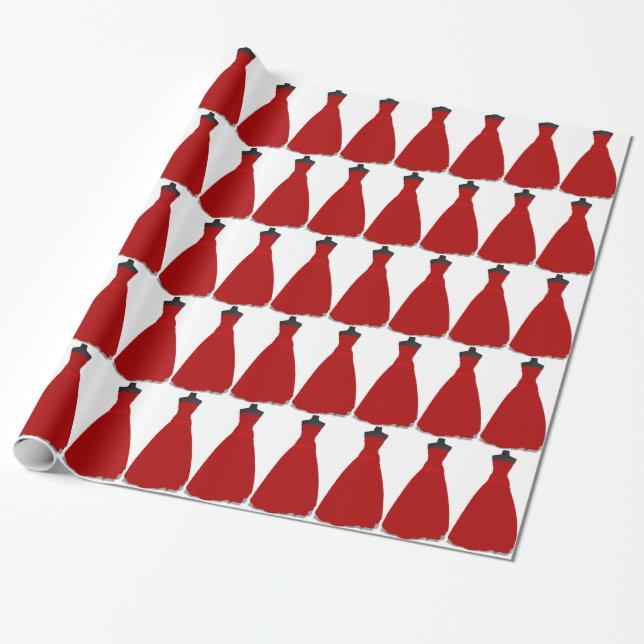 Papel de regalo con tema de vestido rojo (Desenrollado)