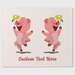 Papel de Regalo con Texto Personalizado con Cerdos