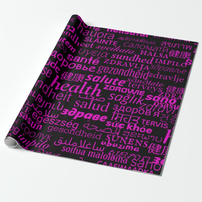 Papel de regalo con texto SALUD (Desenrollado)