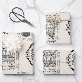 Papel de regalo con vibraciones de otoño Hojas de 