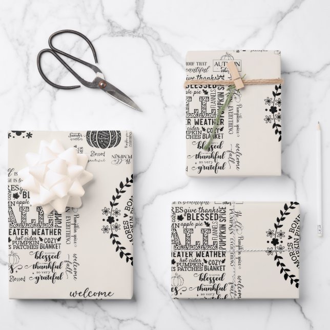 Papel de regalo con vibraciones de otoño Hojas de  (Anverso)