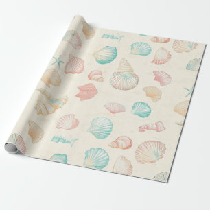 Papel De Regalo Concha de caracol pastel estrella de mar azul melo