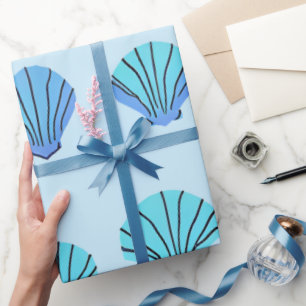 Papel De Regalo Concha marina azul