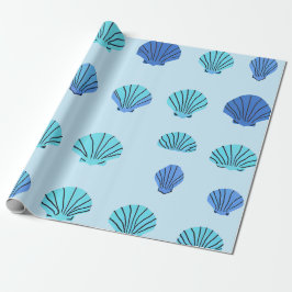 Papel De Regalo Concha marina azul