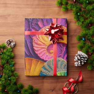 Papel De Regalo Conchas Cromáticas: Mosaico Espiral Vibrante