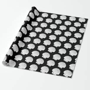 Papel De Regalo Conchas de mar negras y blancas