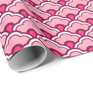 Papel De Regalo Conchas de peregrino chinas de Deco, fucsia y rosa