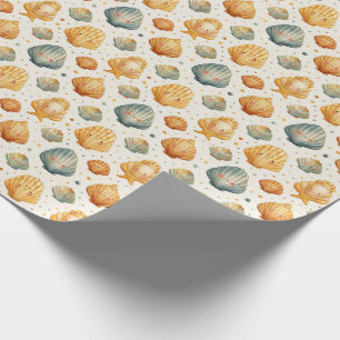 Papel De Regalo Conchas Kawaii Amarillas y Azules