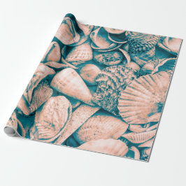Papel De Regalo conchas marinas Ocean Beach Verde azulada Decoraci
