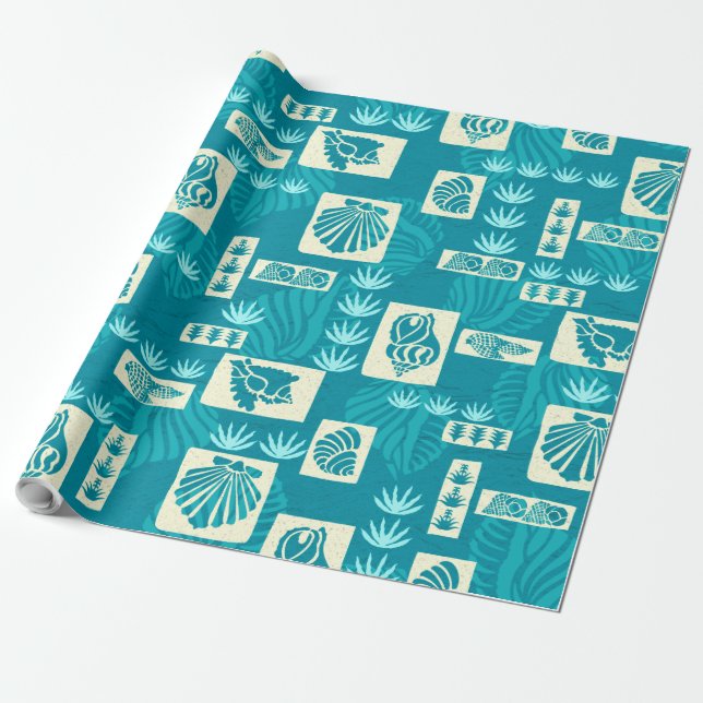 Papel De Regalo Conchas submarinas de Kua Bay Hawaiian (Desenrollado)
