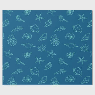 Papel De Regalo conchas y estrellas de mar