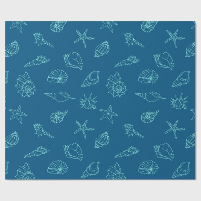 Papel De Regalo conchas y estrellas de mar (Superficie plana)